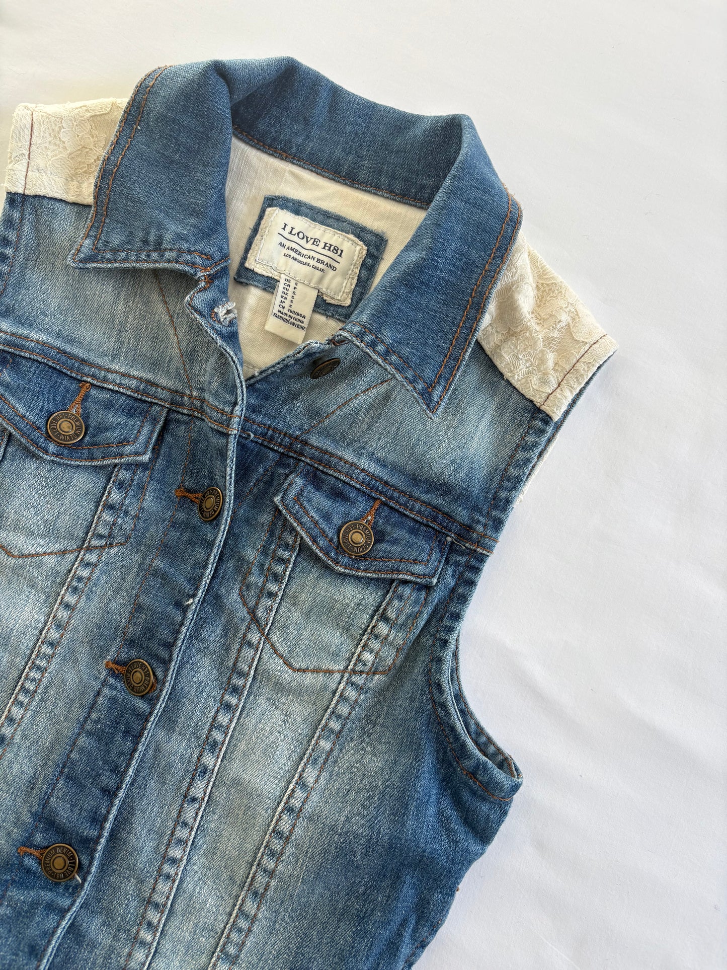 00’s Lace denim vest | Size small