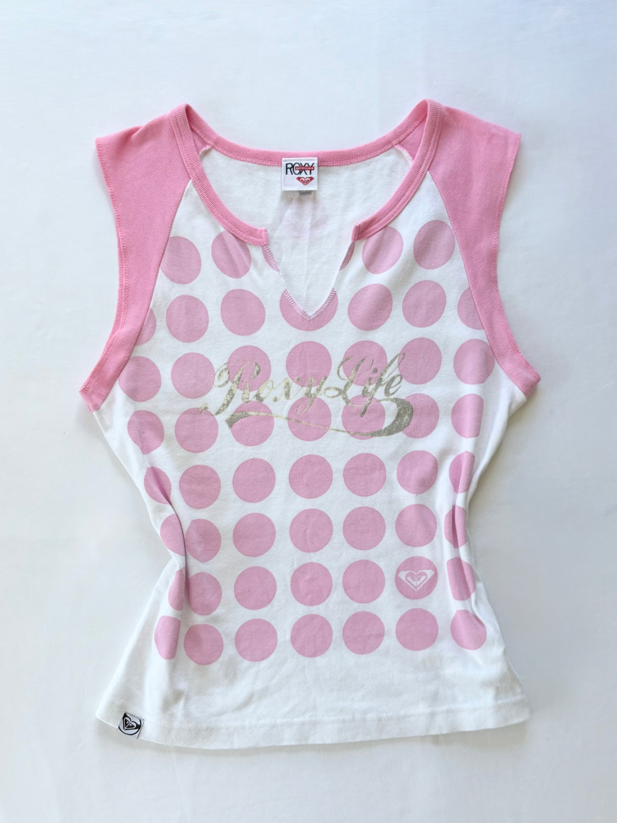 00’s Roxy pink polka dot tank | Size large