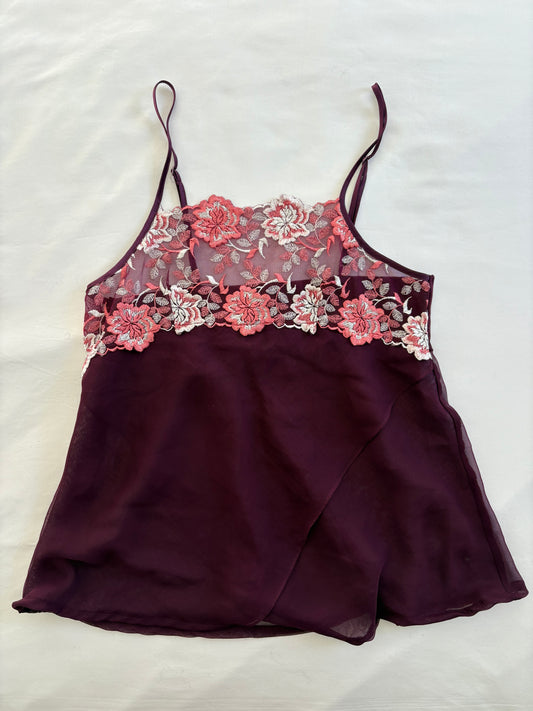 00’s Purple embroidered cami | Size 10