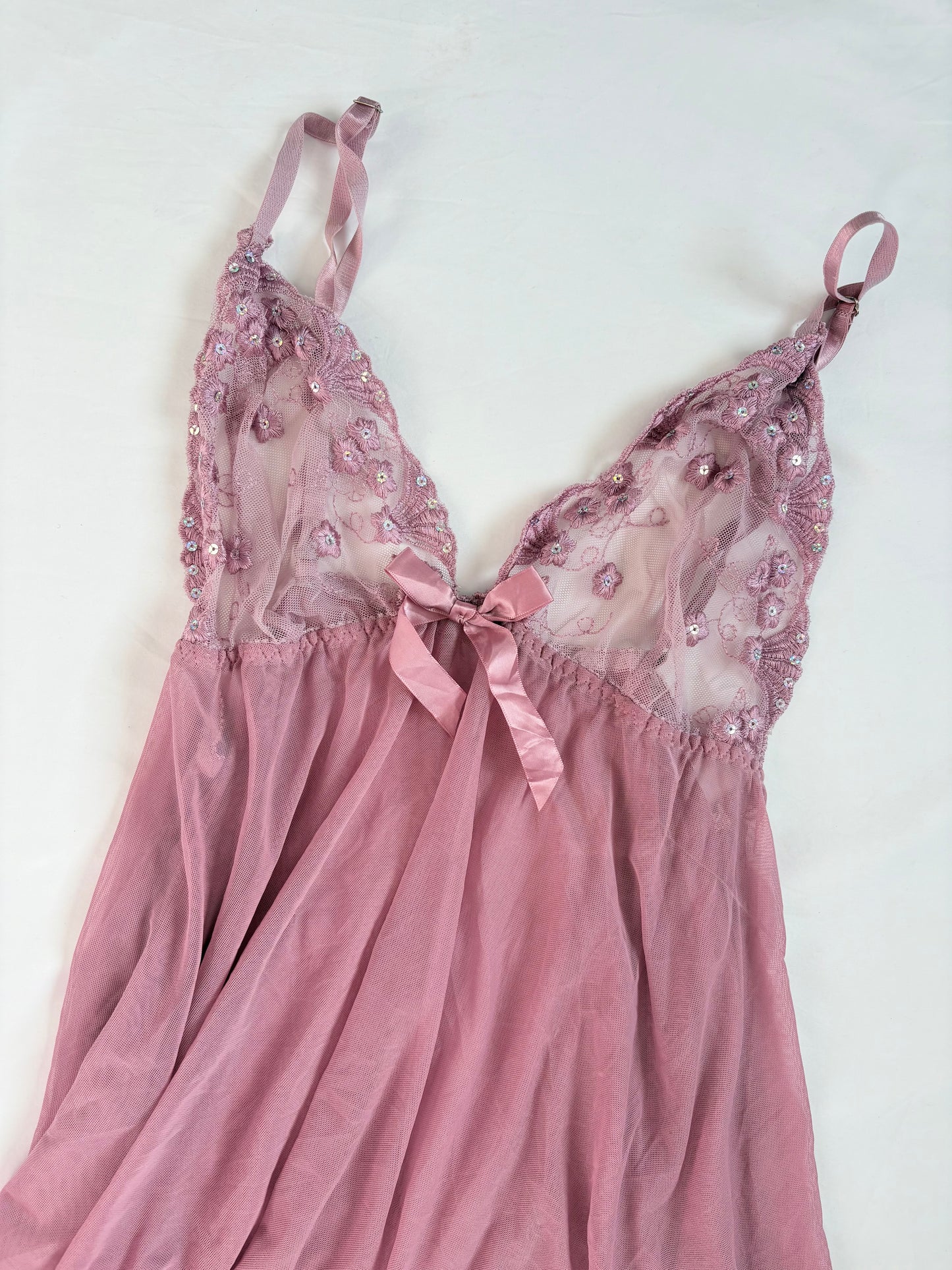00’s Pink embroidered babydoll top | Size 16-18