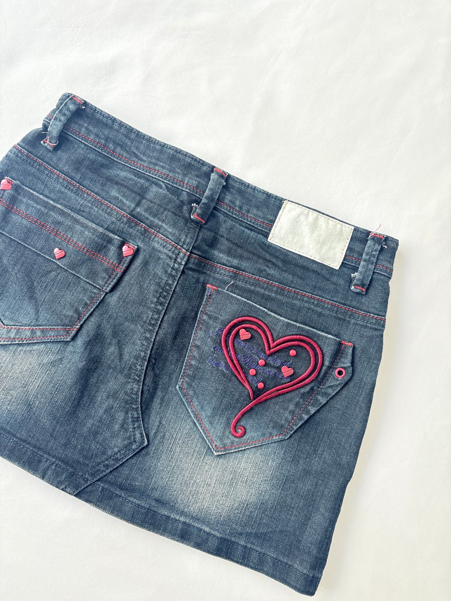 00’s Denim heart mini skirt | Size 8