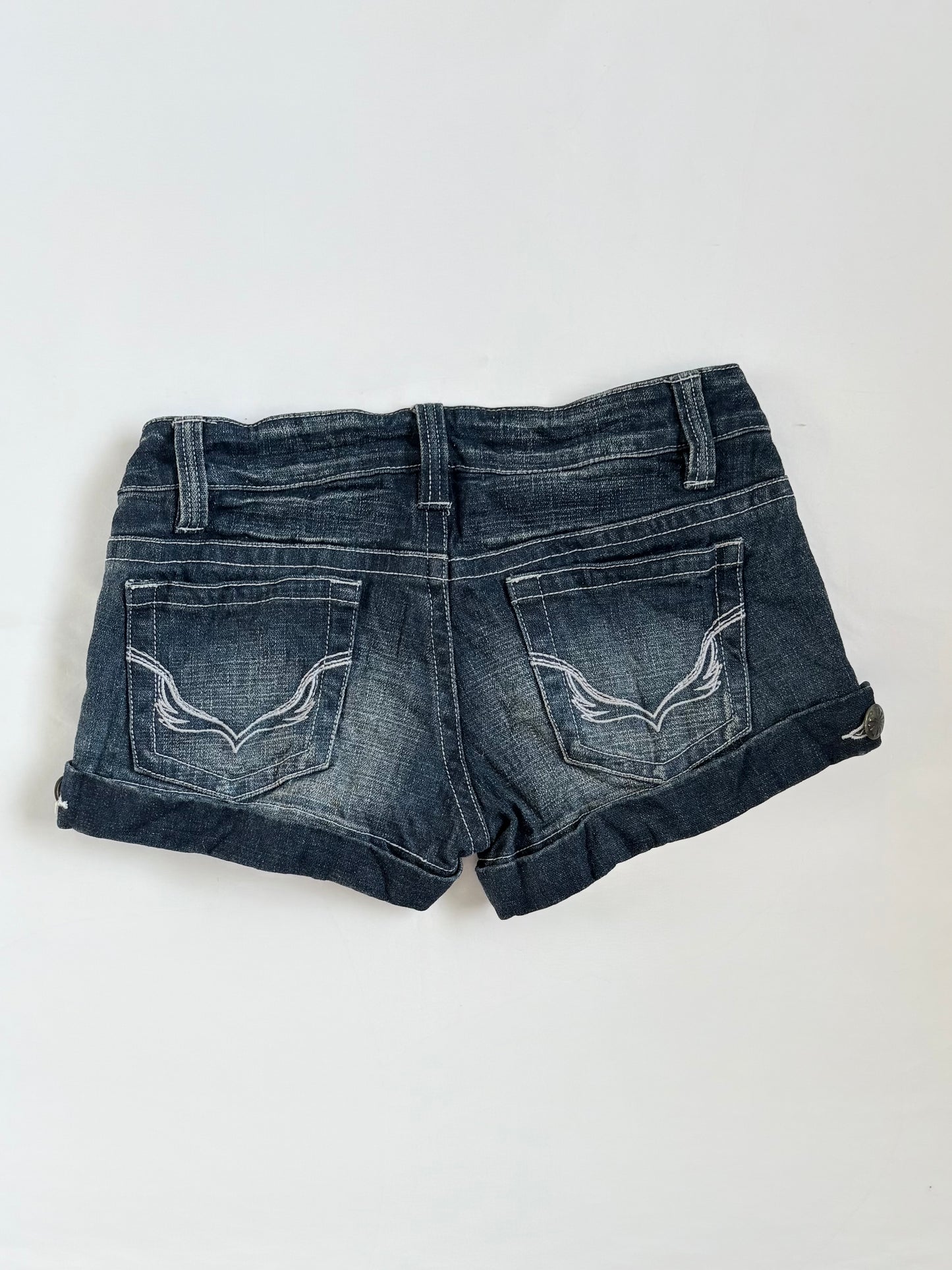 00’s Skull embroidered denim shorts | Size 10