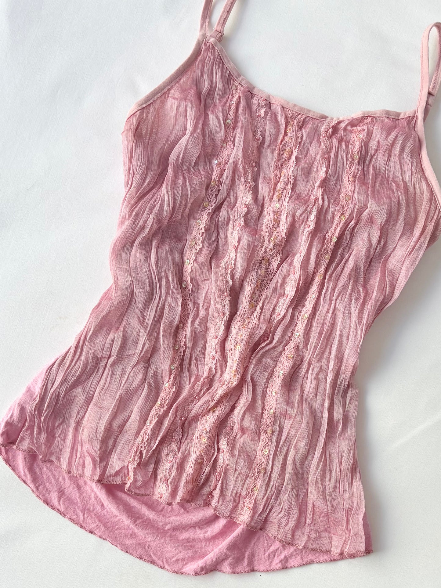 00’s Pink fairy sequin top | Size small