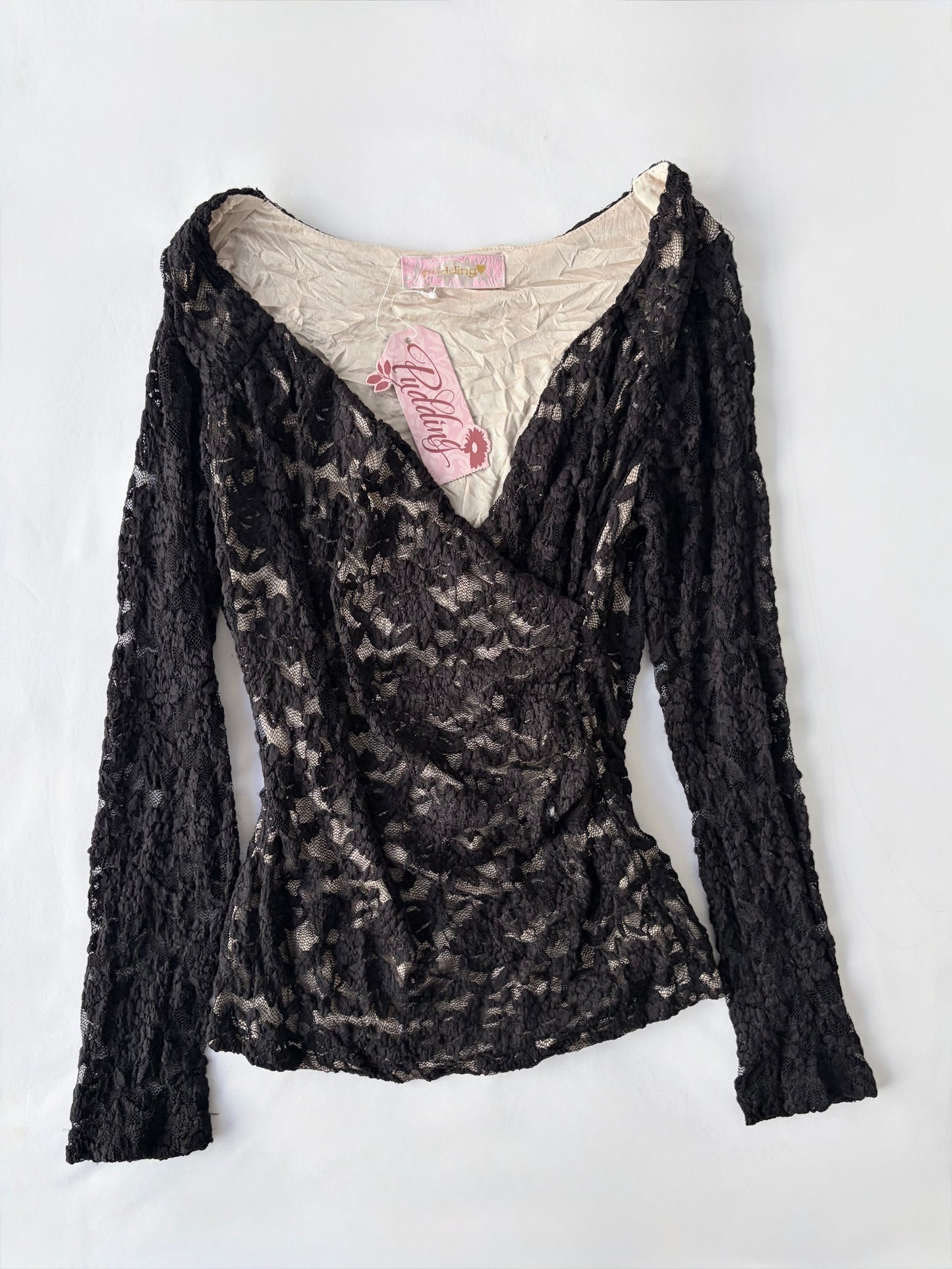 00’s Puddling lace crossover top | Size 8