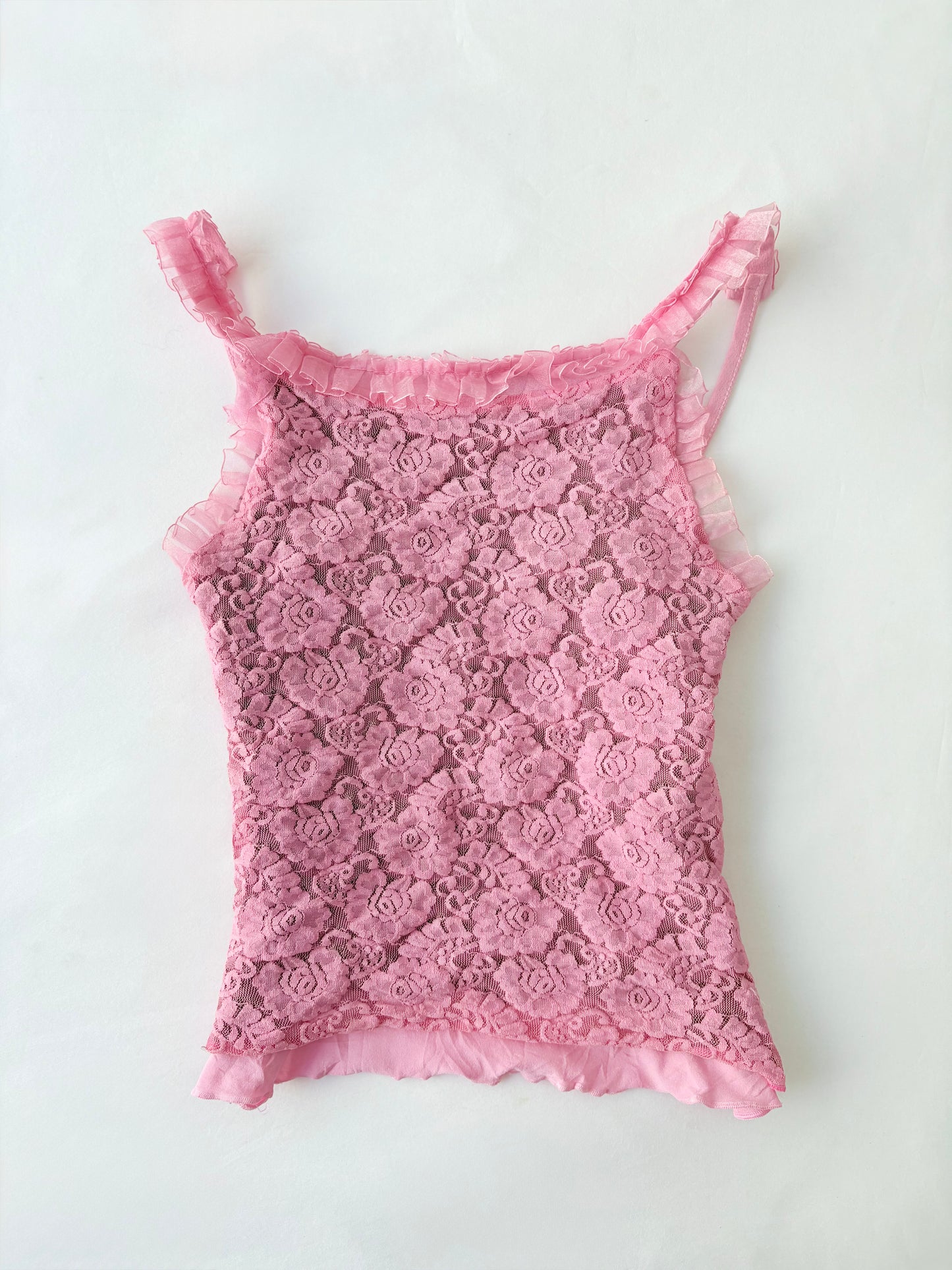 00’s Floral pink lace cami | Size 10