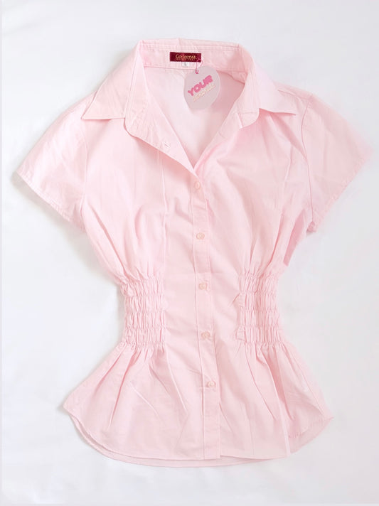 00’s Corleonis pink cinched shirt | Size 8