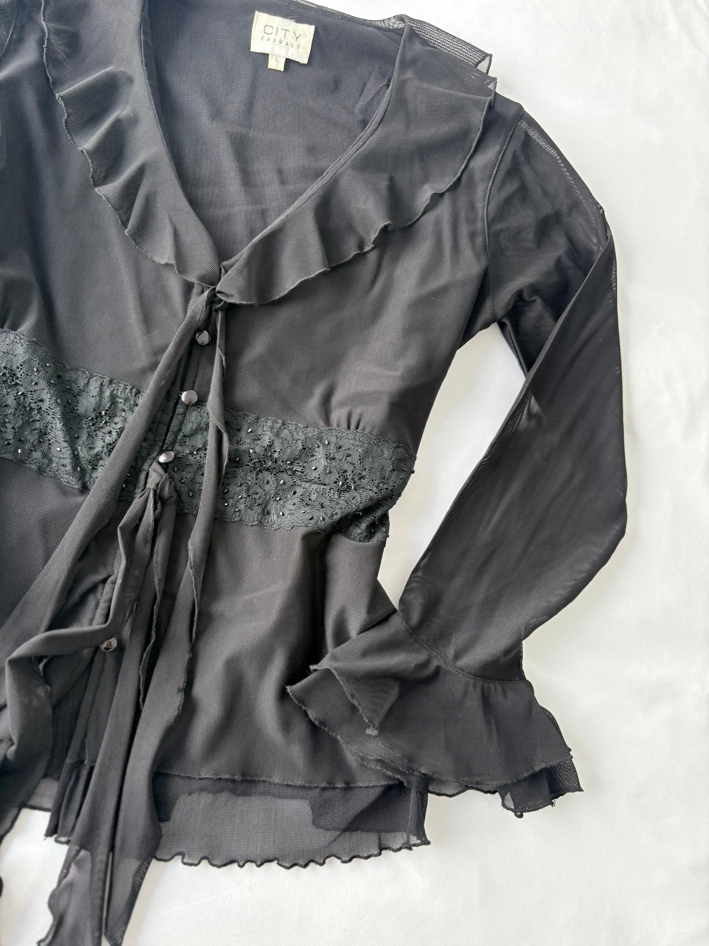 00’s Flared beaded top | Size large