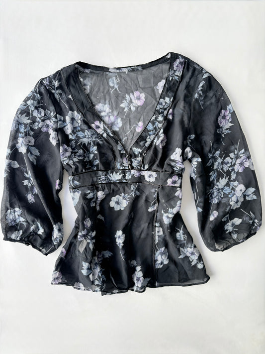 00’s Puff sleeve floral top | Size 8