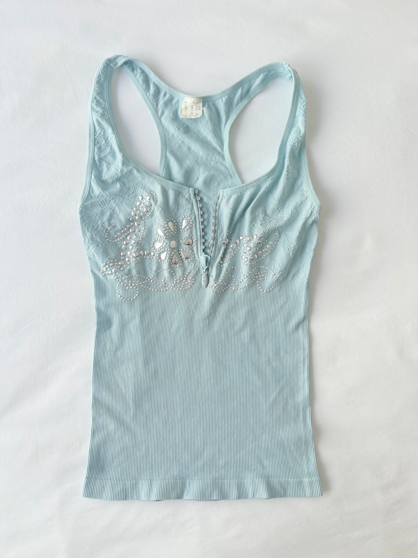 00’s Bedazzled LOVE ribbed tank | Size 10
