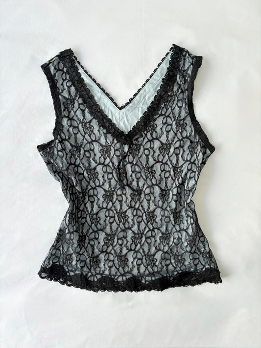 00’s RU Jeans blue lace tank | Size 10-12