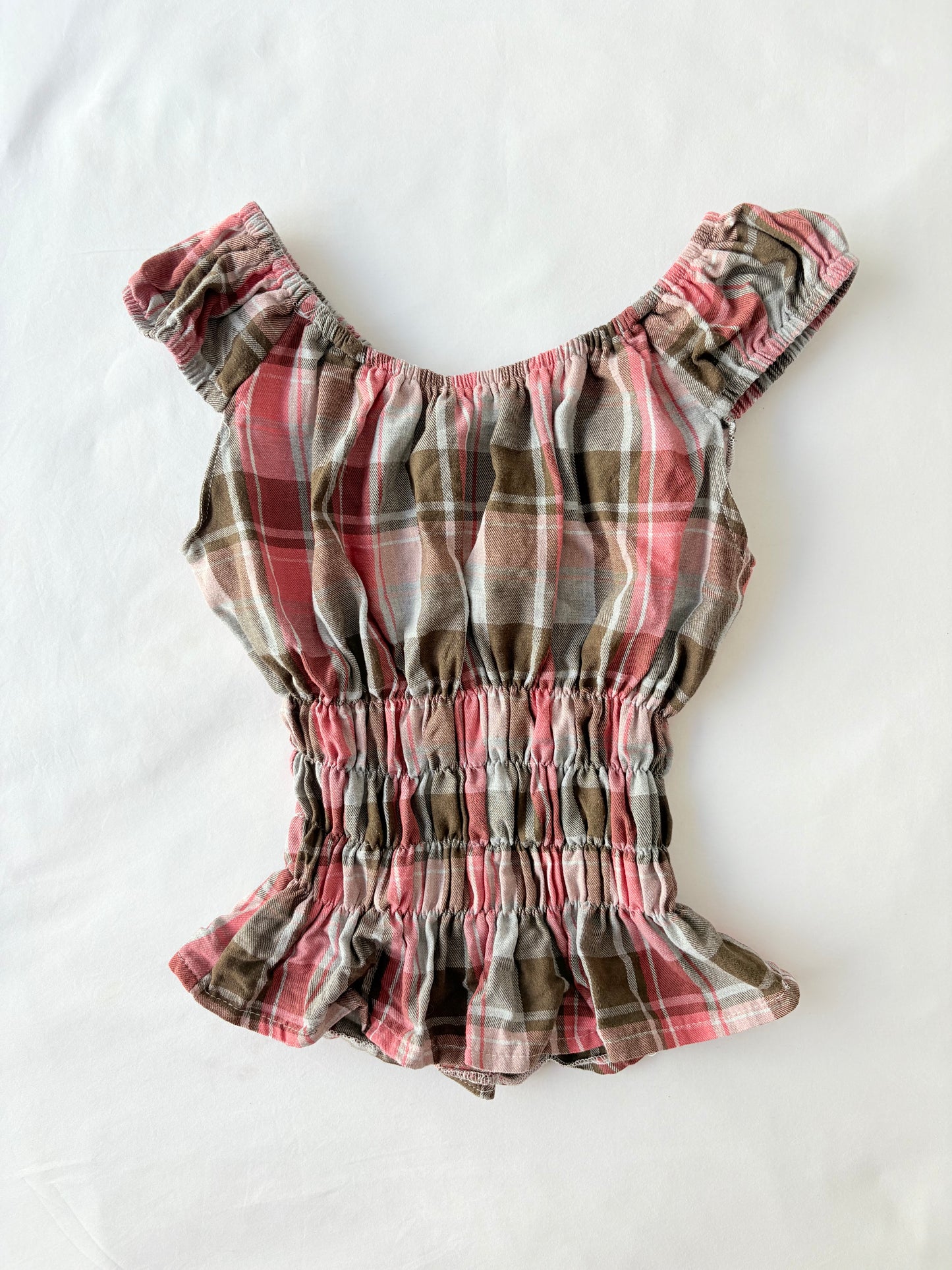 00’s Plaid milkmaid reworked top | Size 10