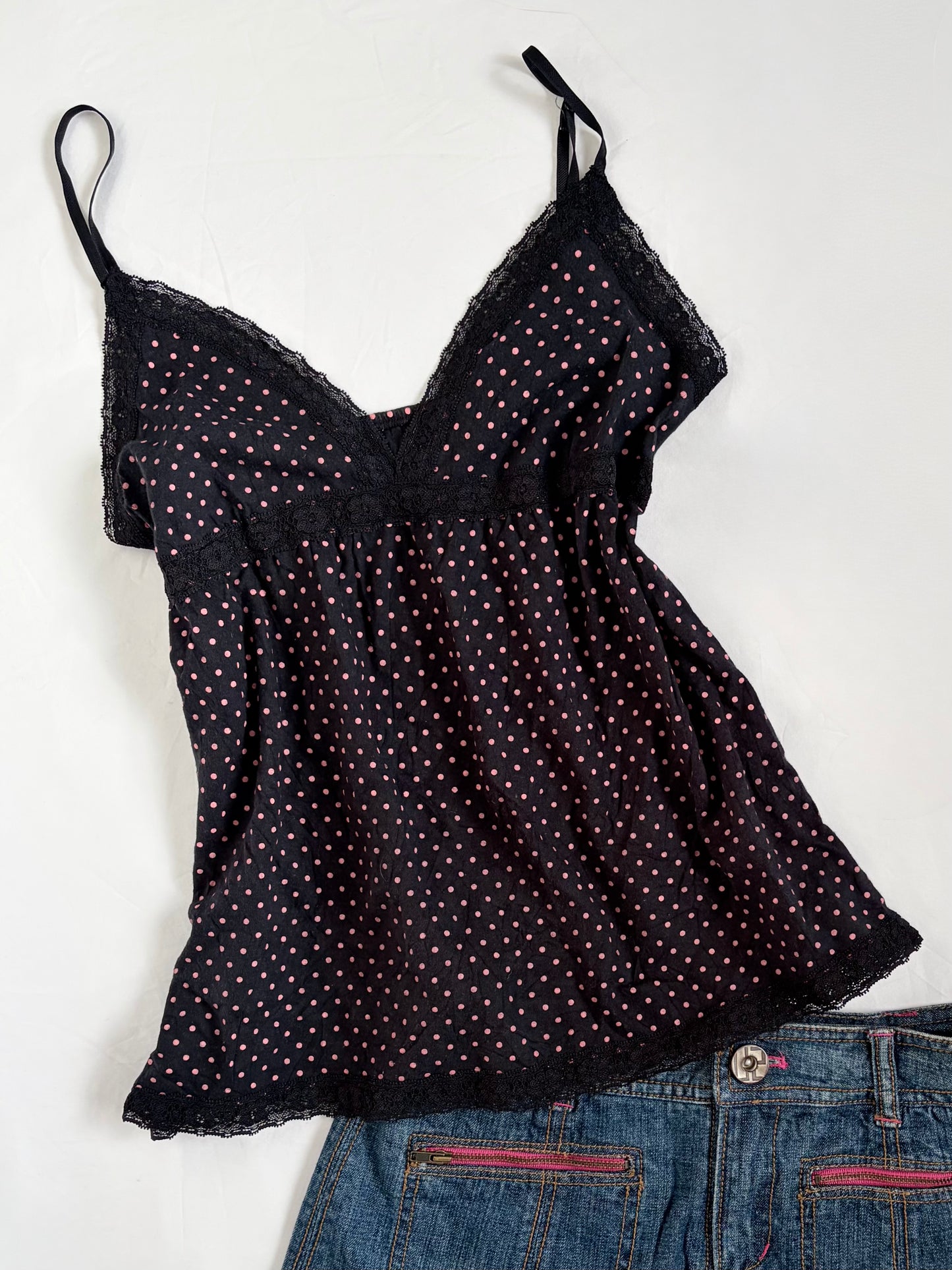00’s Peach polka dot Japanese top | Size medium
