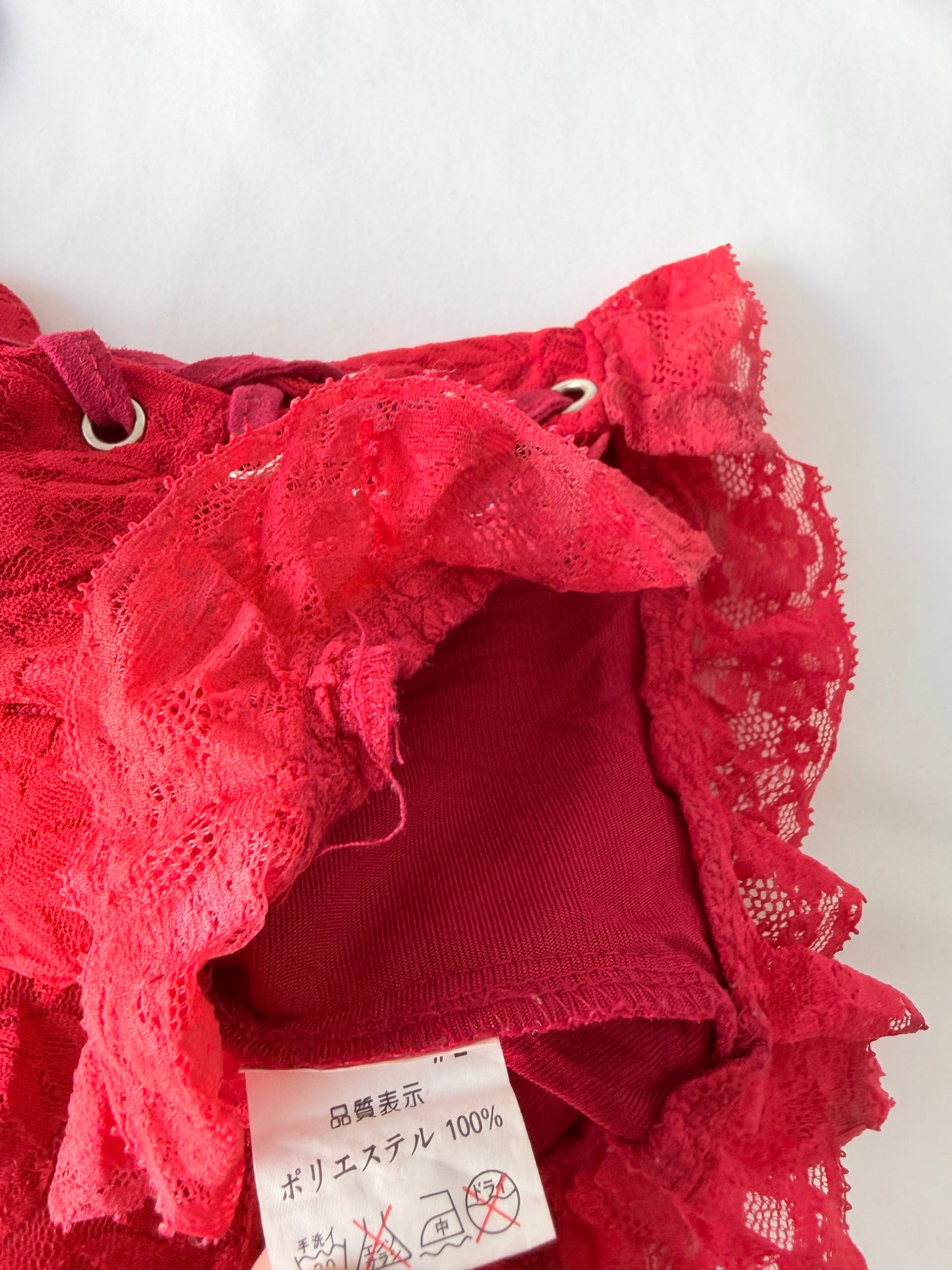 00’s Red lace up corset | Size XS