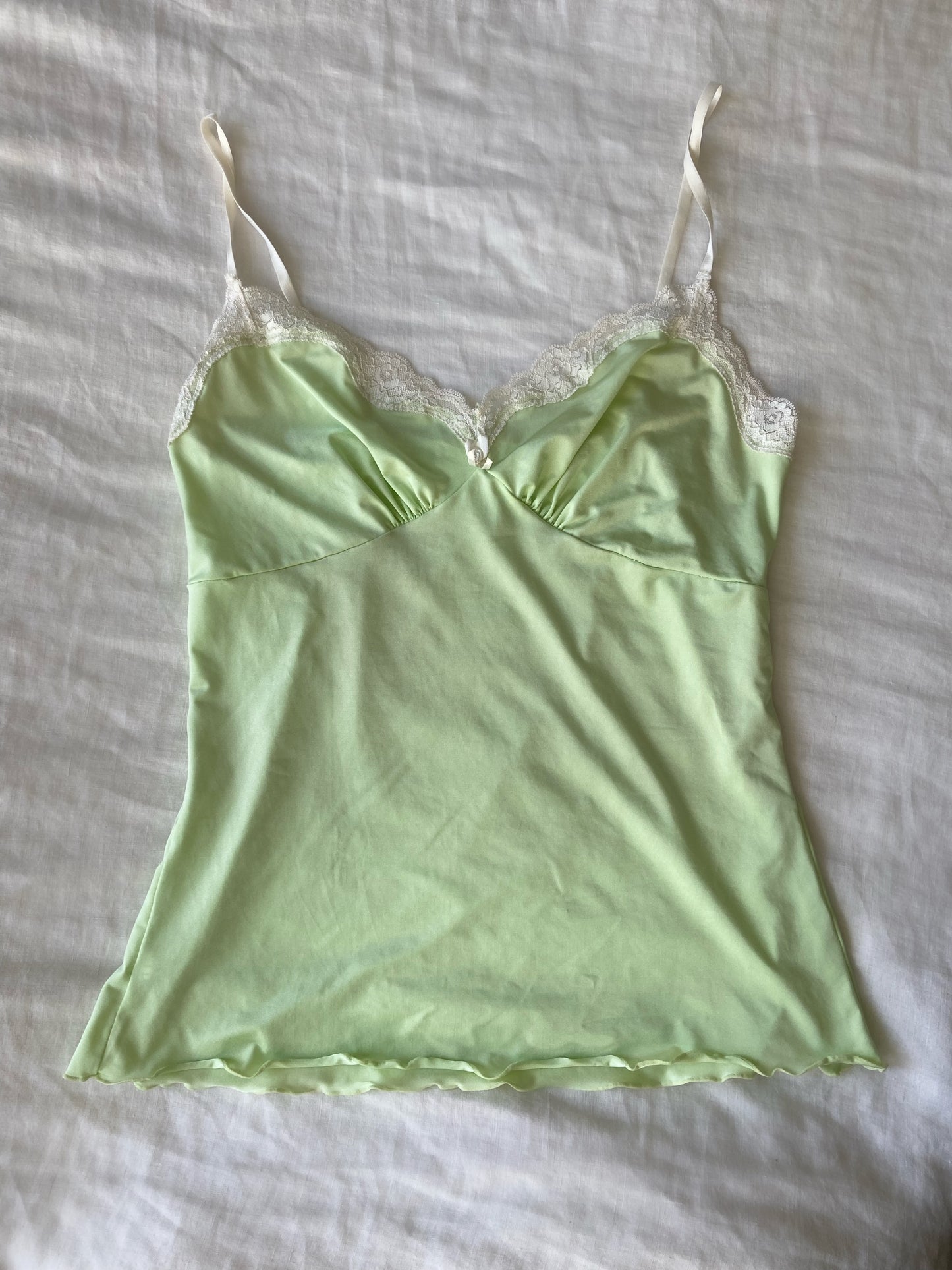 00’s Tinkerbell green lace cami | Size 10-12