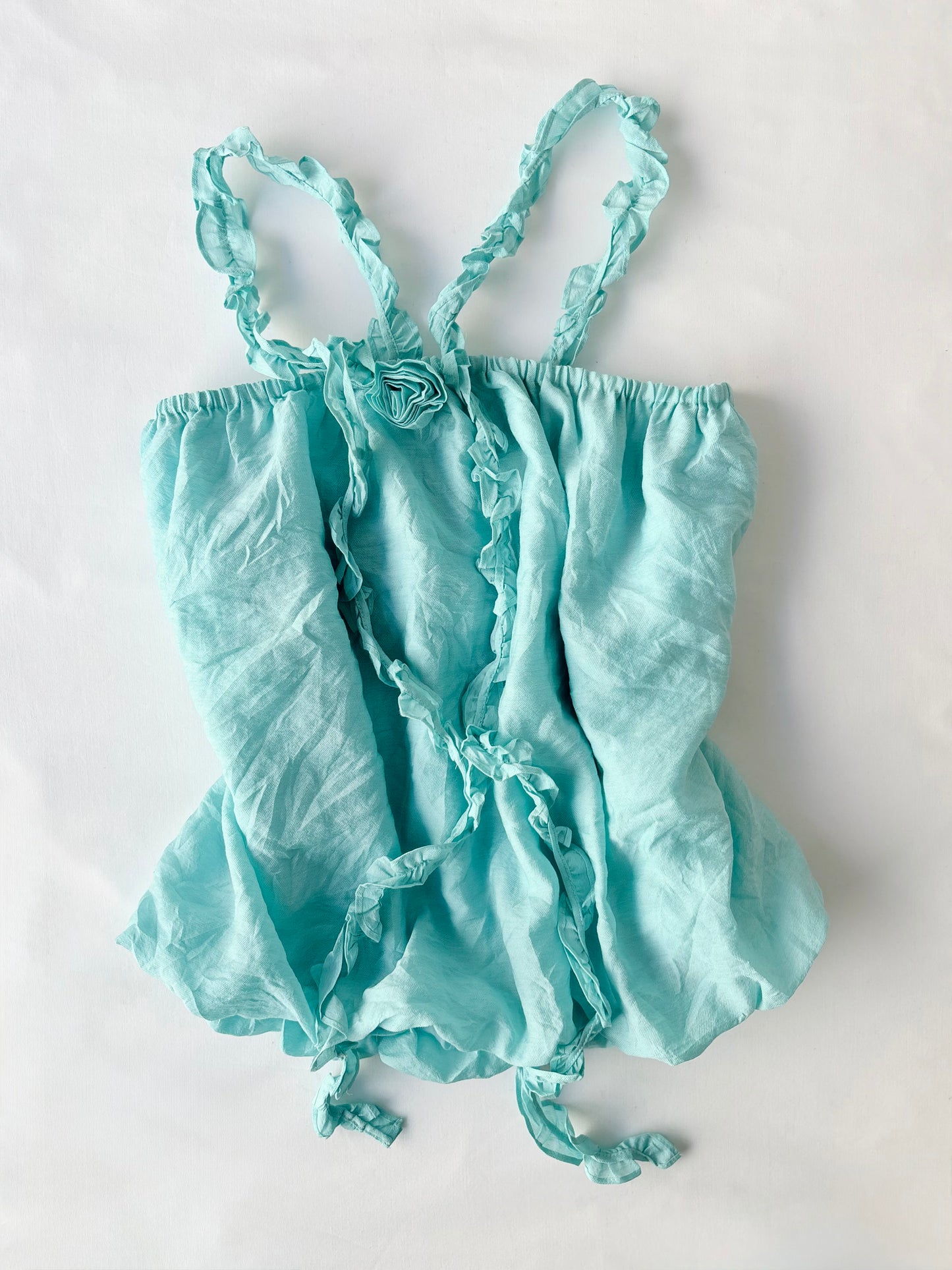 00’s Japanese bubble hem top | Size large