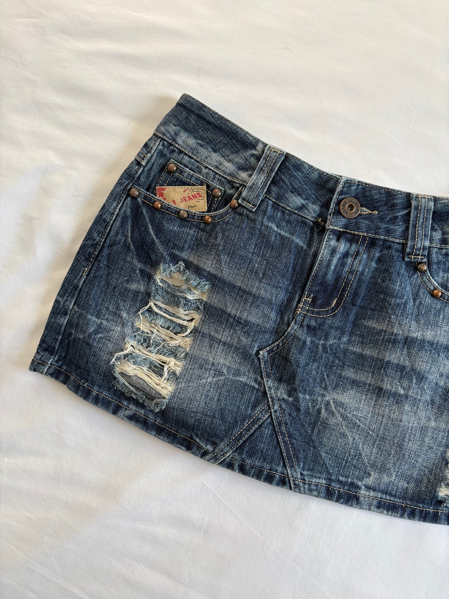 00’s JuFu denim mini skirt | Size 8-10