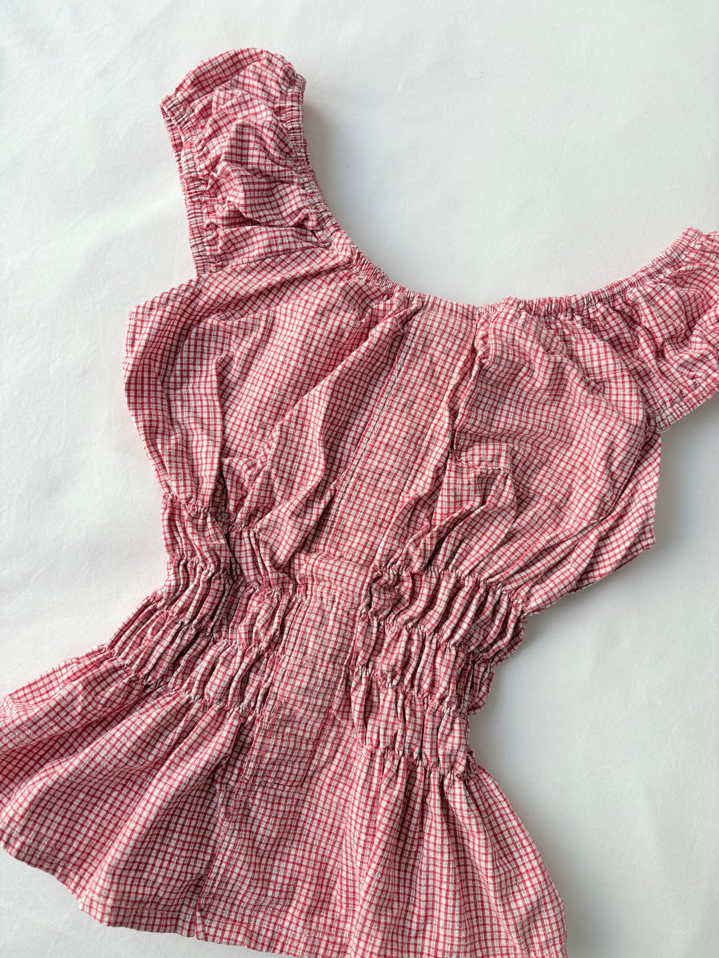 00’s Checkered milkmaid top | Size 10-12