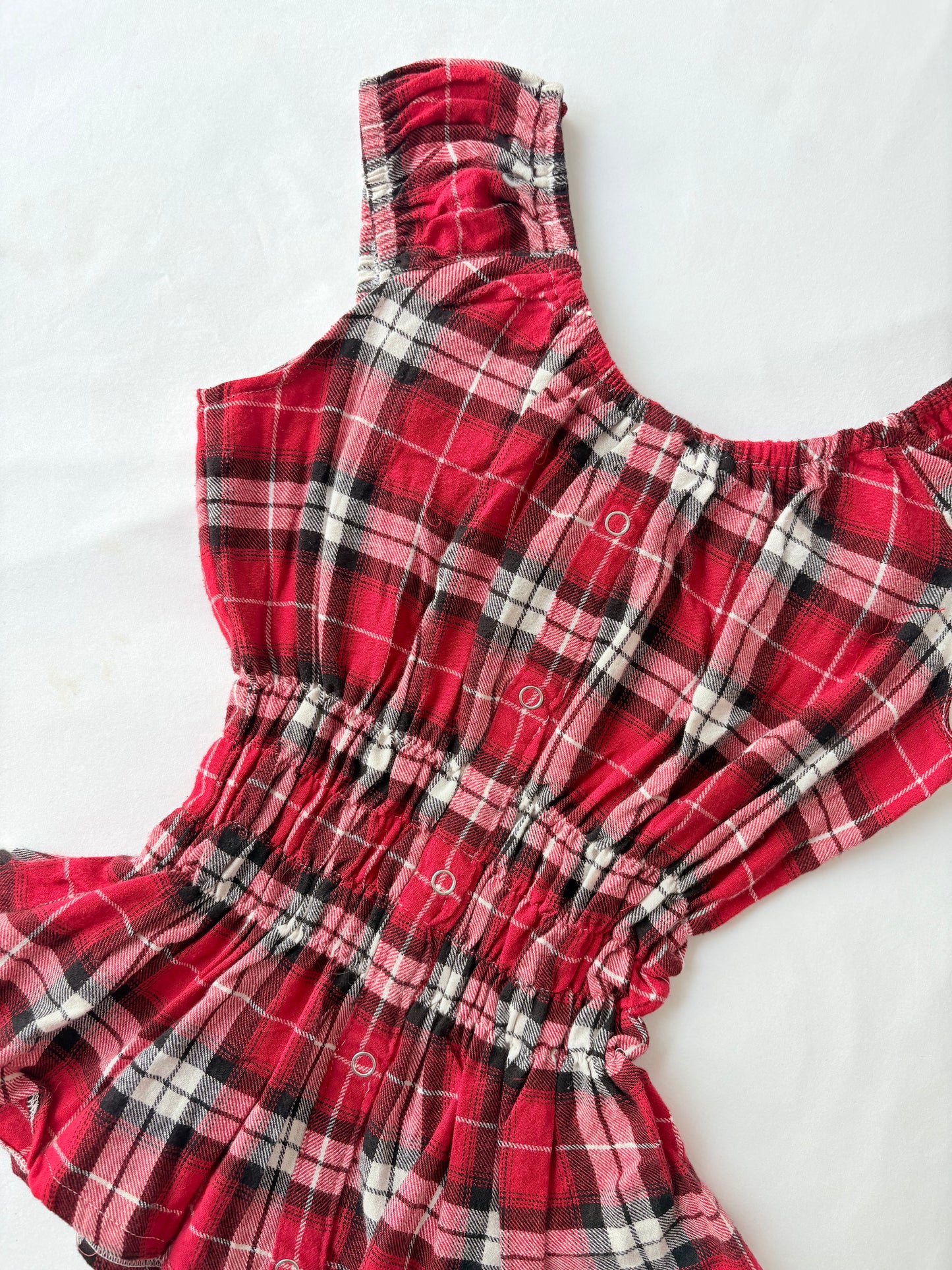 00’s Red plaid milkmaid top | Size 10-12