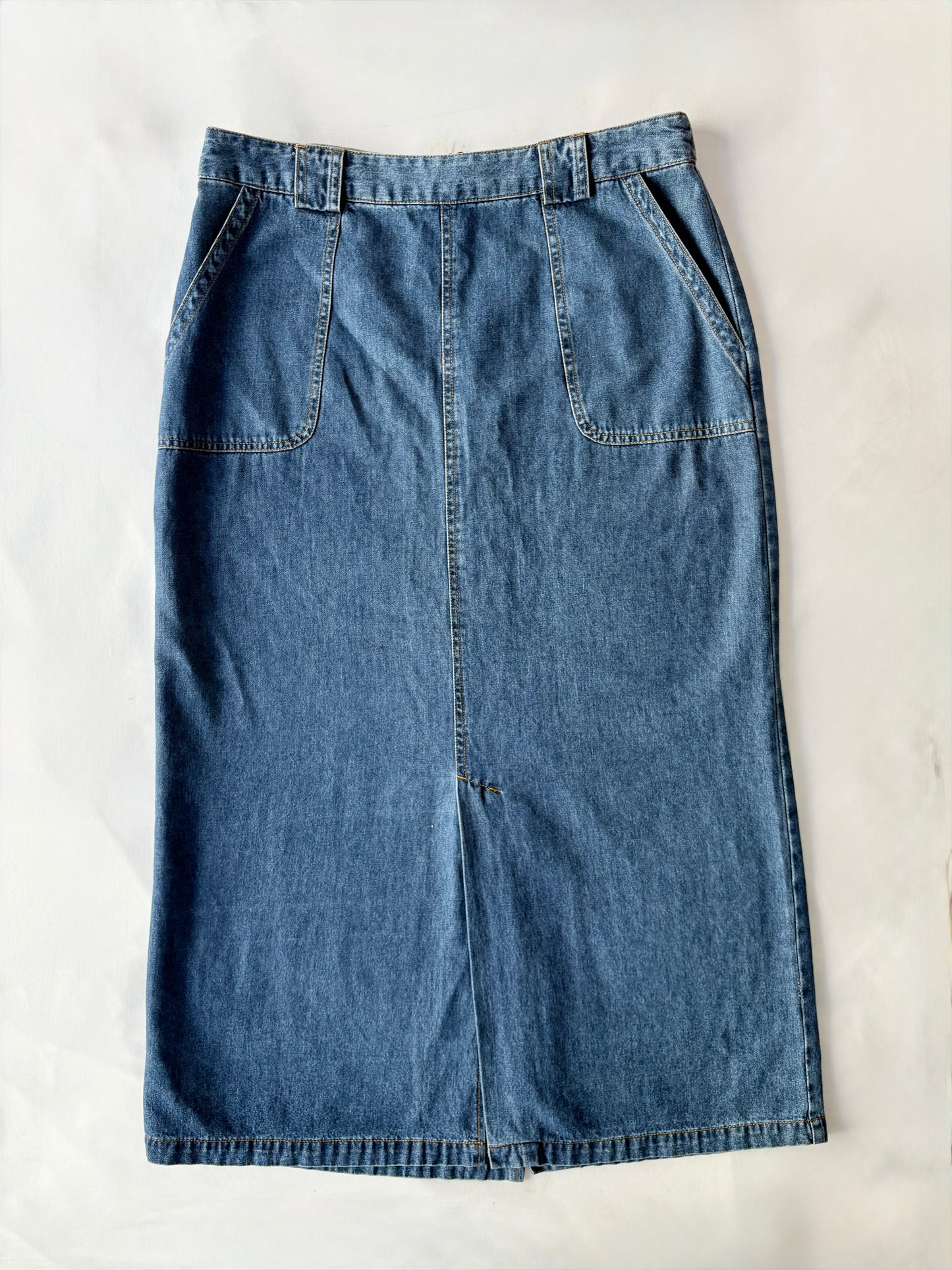 00’s Eve St Claire denim midi skirt | Size 12