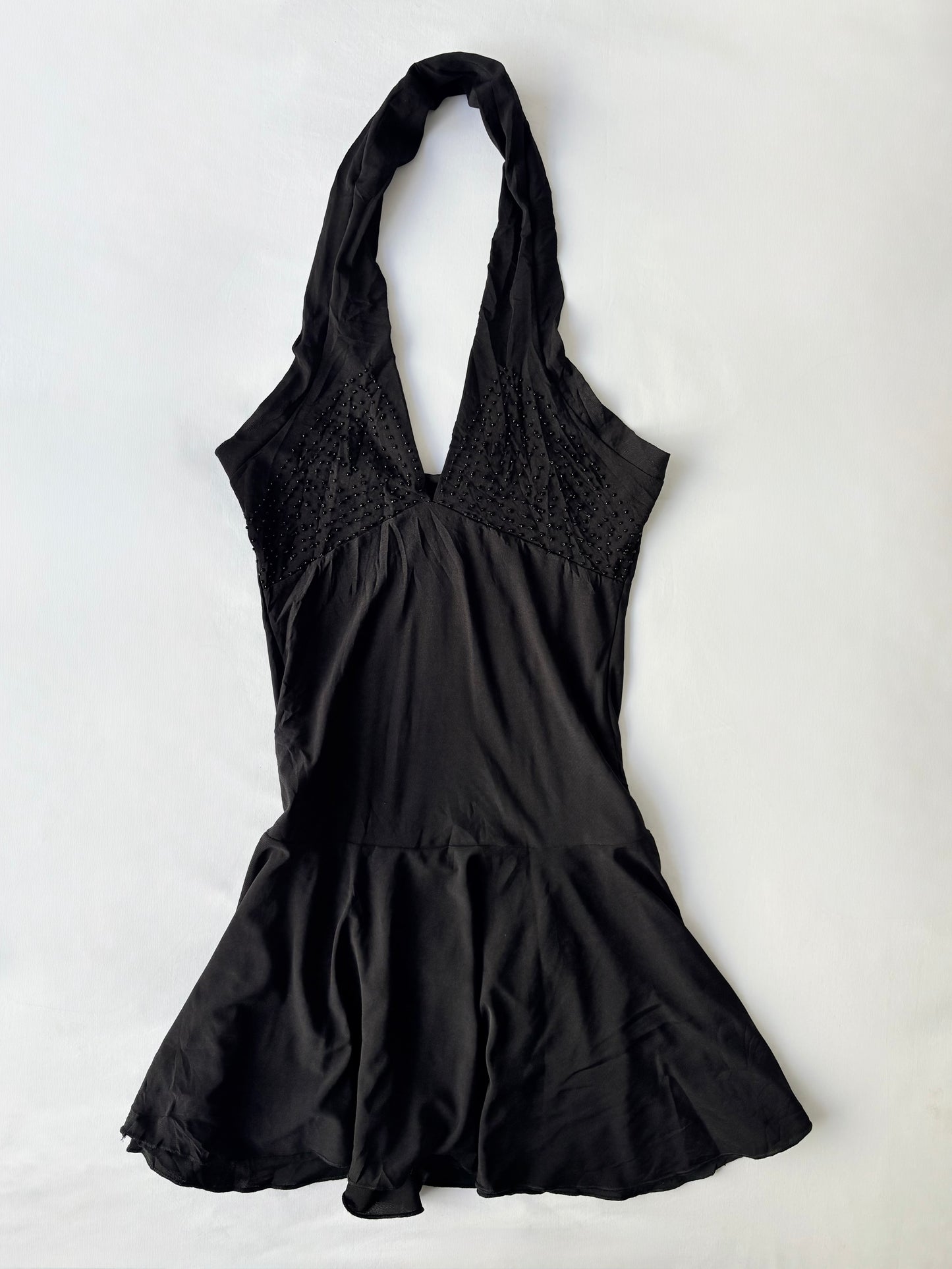 00’s Drop waist halter mini dress | Size XS