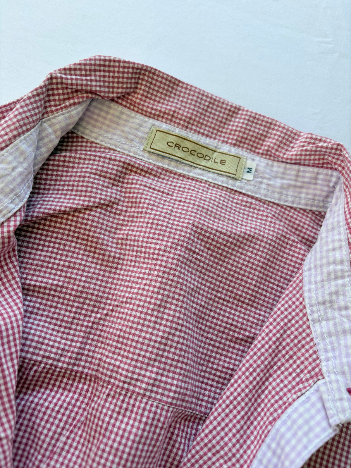 00’s Crocodile gingham cinched shirt | Size 8-10