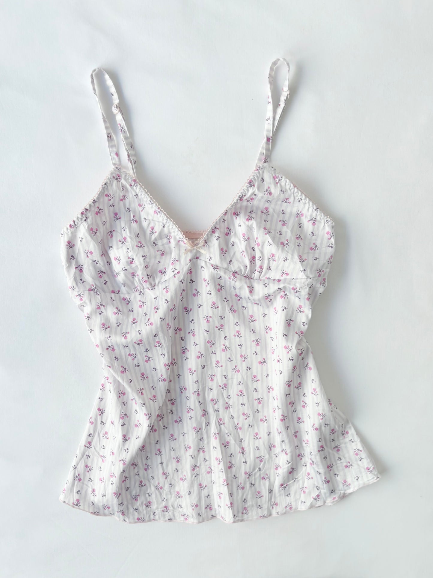 00’s Purple floral pinstripe cami | Size 10