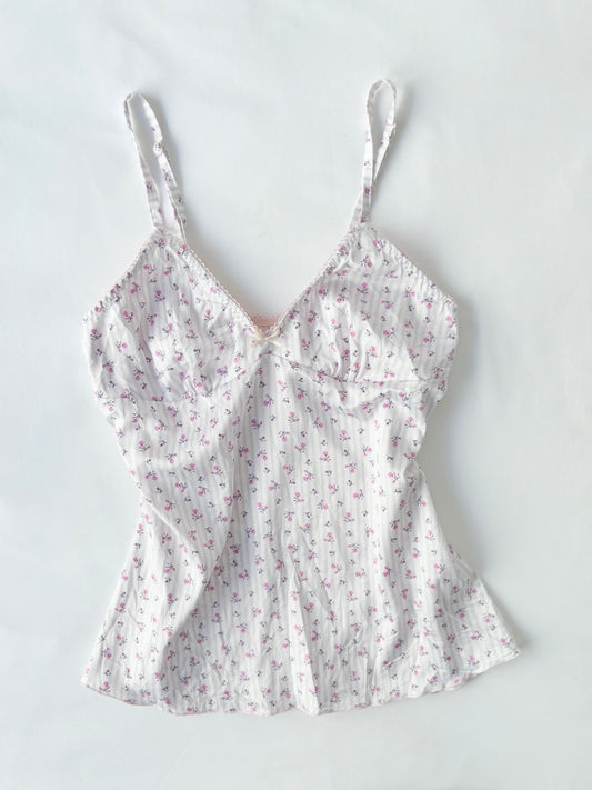 00’s Purple floral pinstripe cami | Size 10