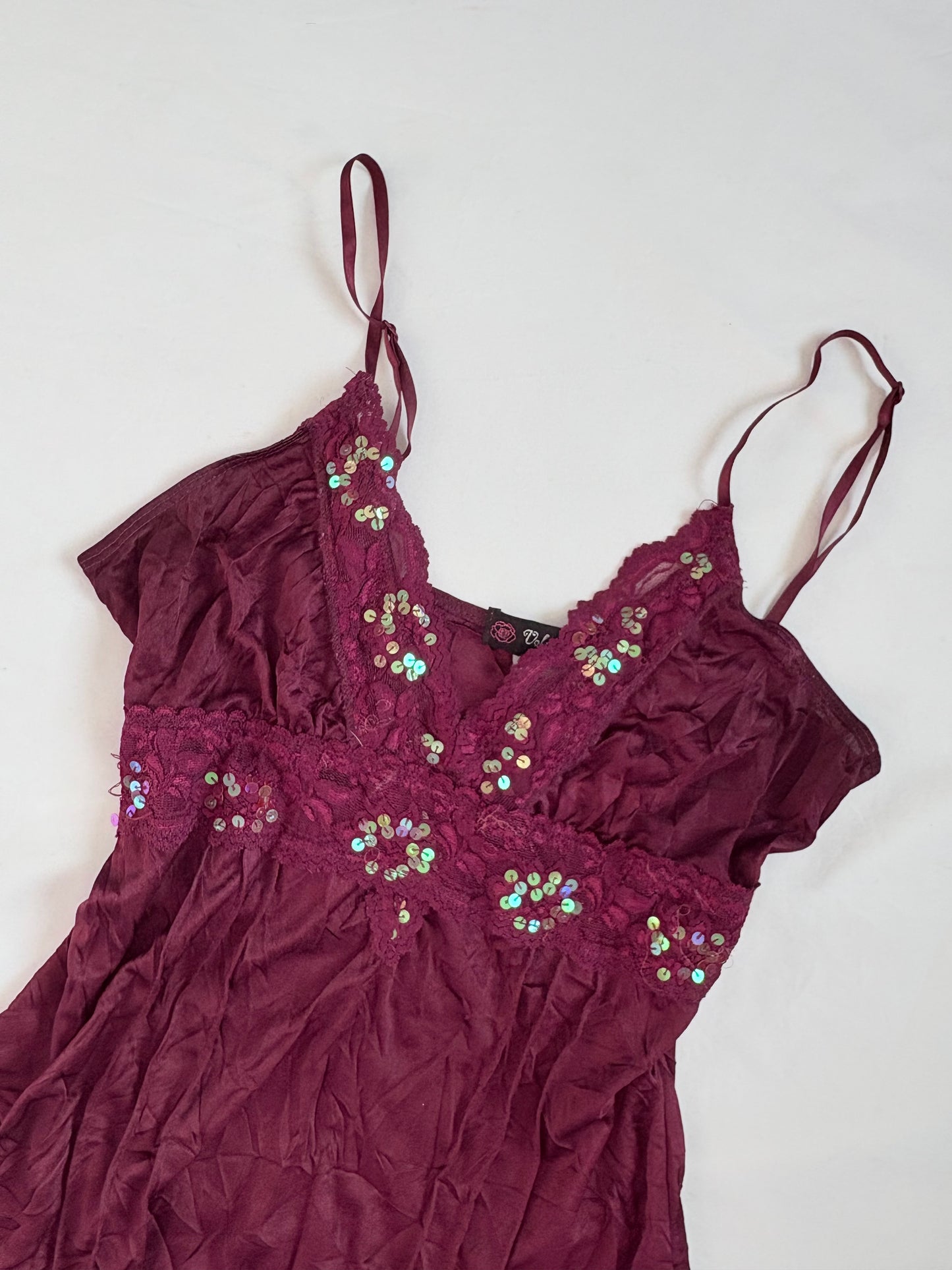 00’s Maroon sequin fairy top | Size 8-10