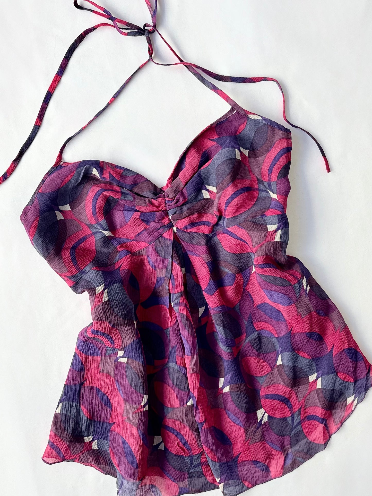 00’s Silk purple halter top | Size XS