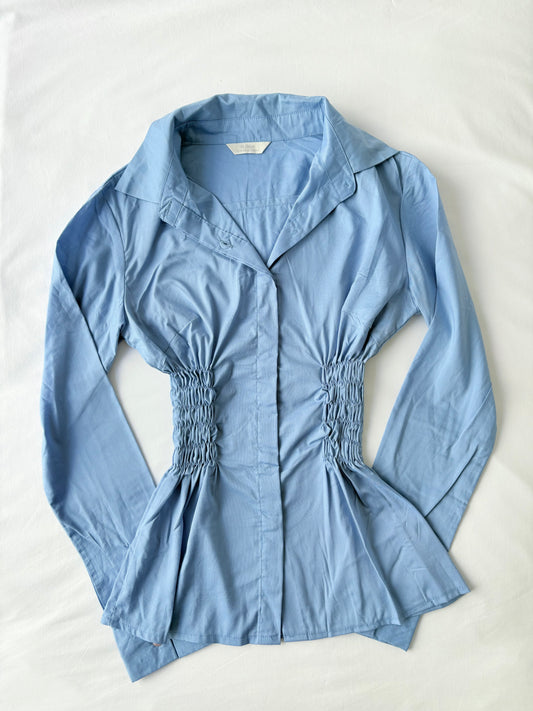 00’s Blue cinched shirt | Size 8