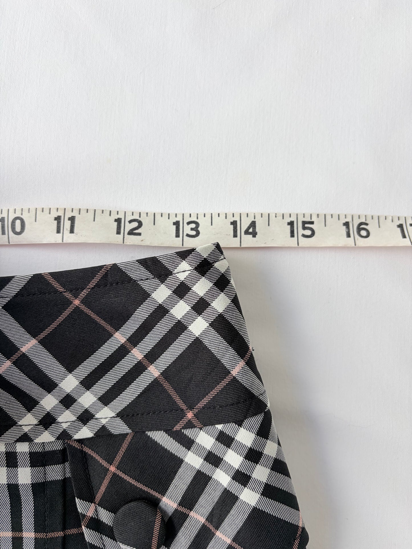 00’s Plaid button mini skirt | Size 8