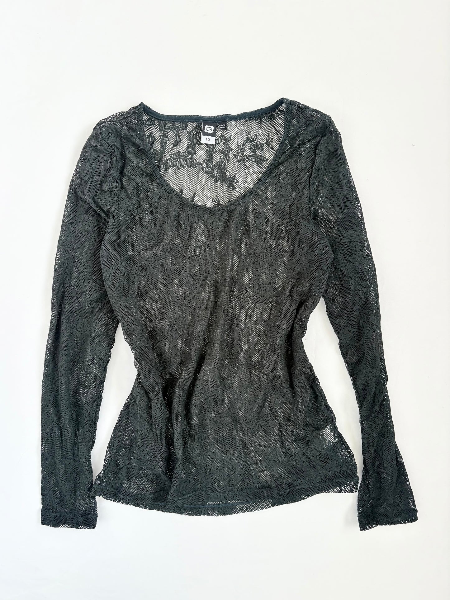 00’s Forrest green lace long sleeve | Size 10