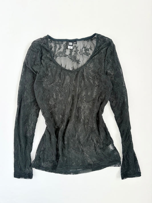 00’s Forrest green lace long sleeve | Size 10