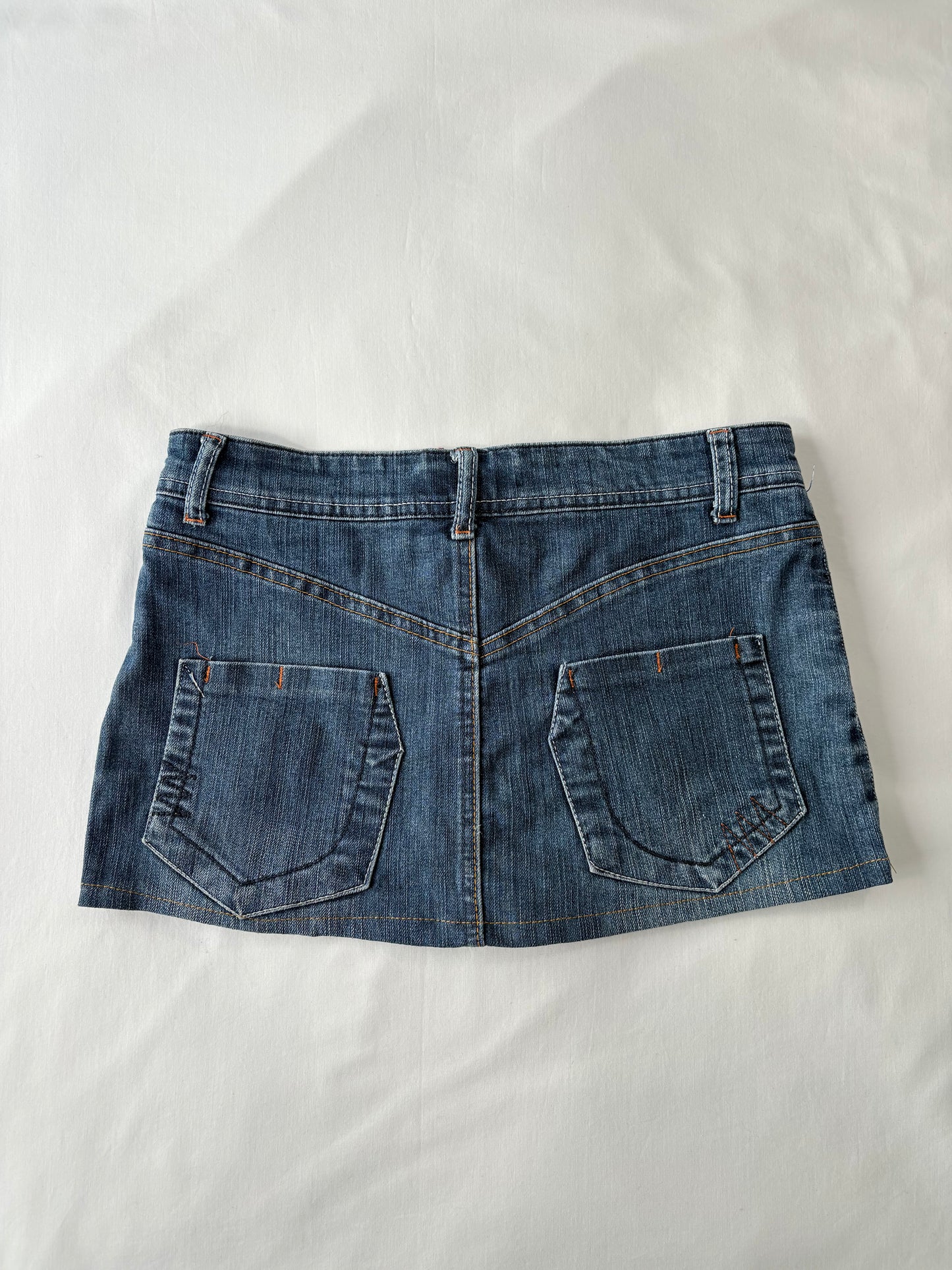 00’s Orange contrast stitch denim skirt | Size 8