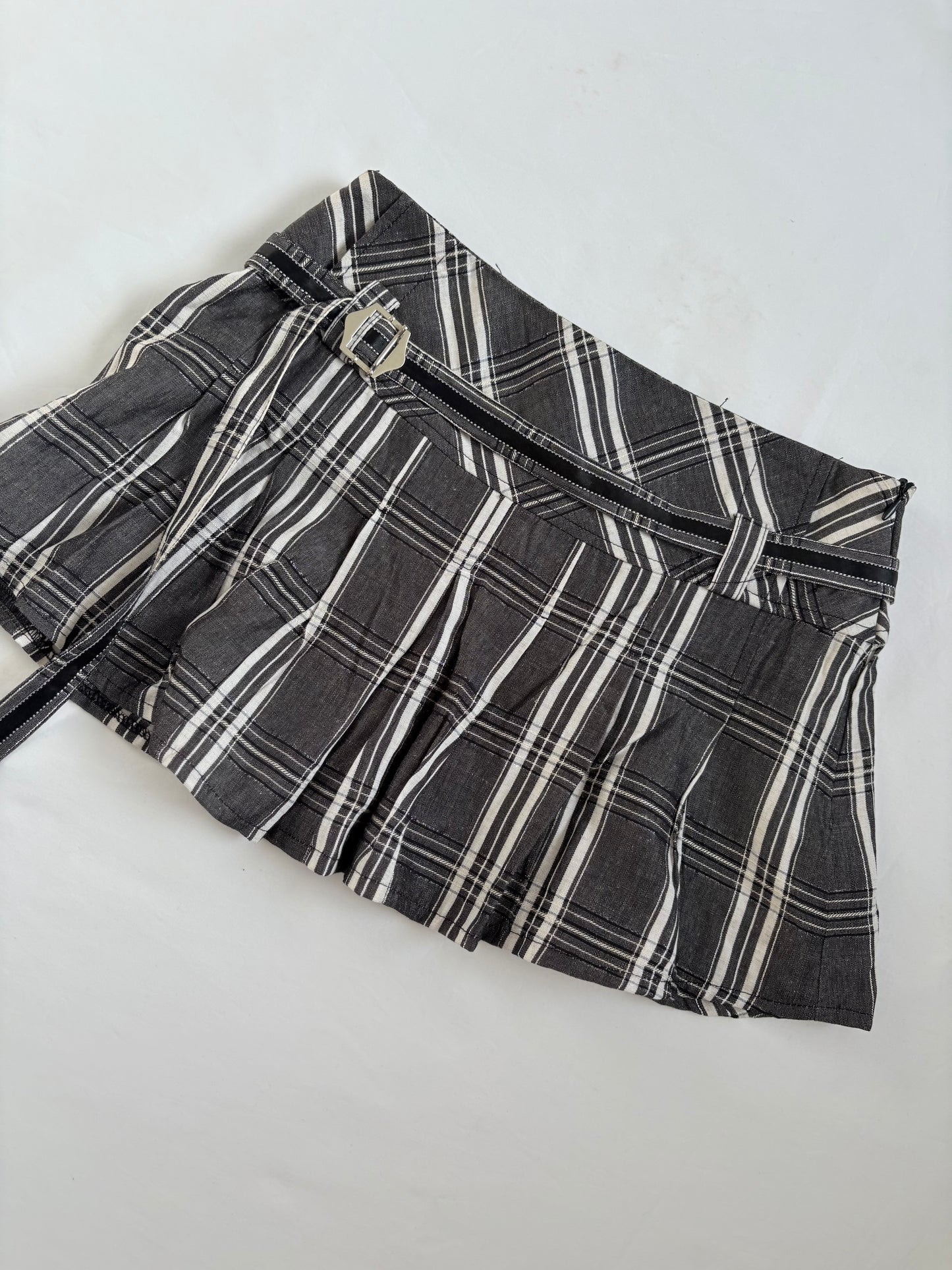 00’s Meng Tian grey plaid skirt | Size 6