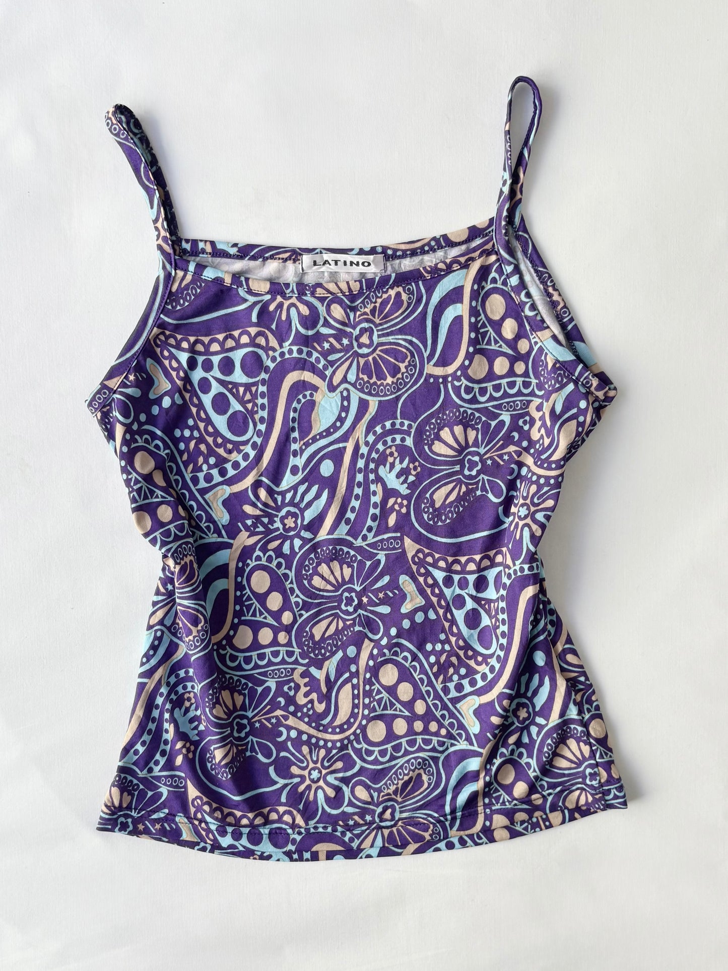 00’s Latino purple patterned tank | Size small