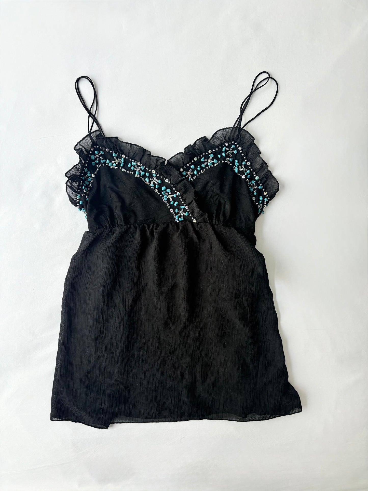00’s Teal beaded Japanese cami | Size 10