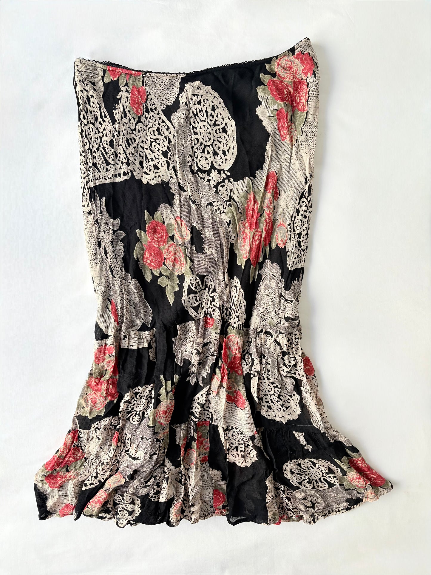 00’s Rose patterned midi skirt | Size 12