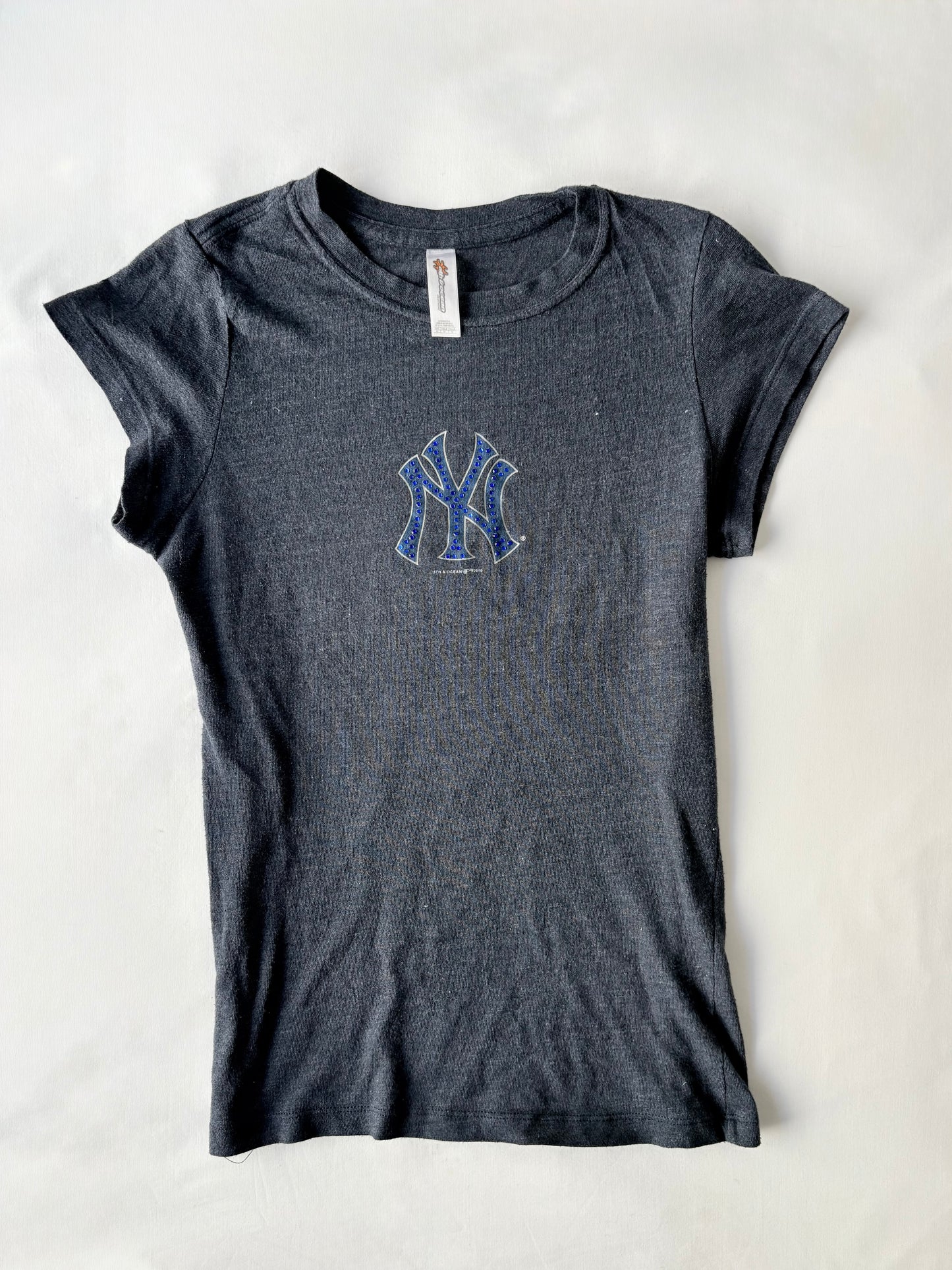00’s NY bedazzled baby tee | Size 8-10