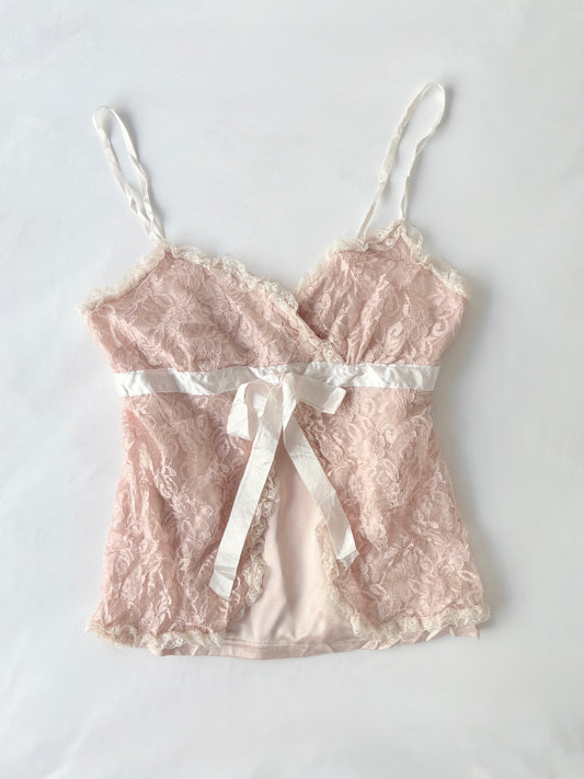 00’s Blush Japanese ribbon top | Size 8-10