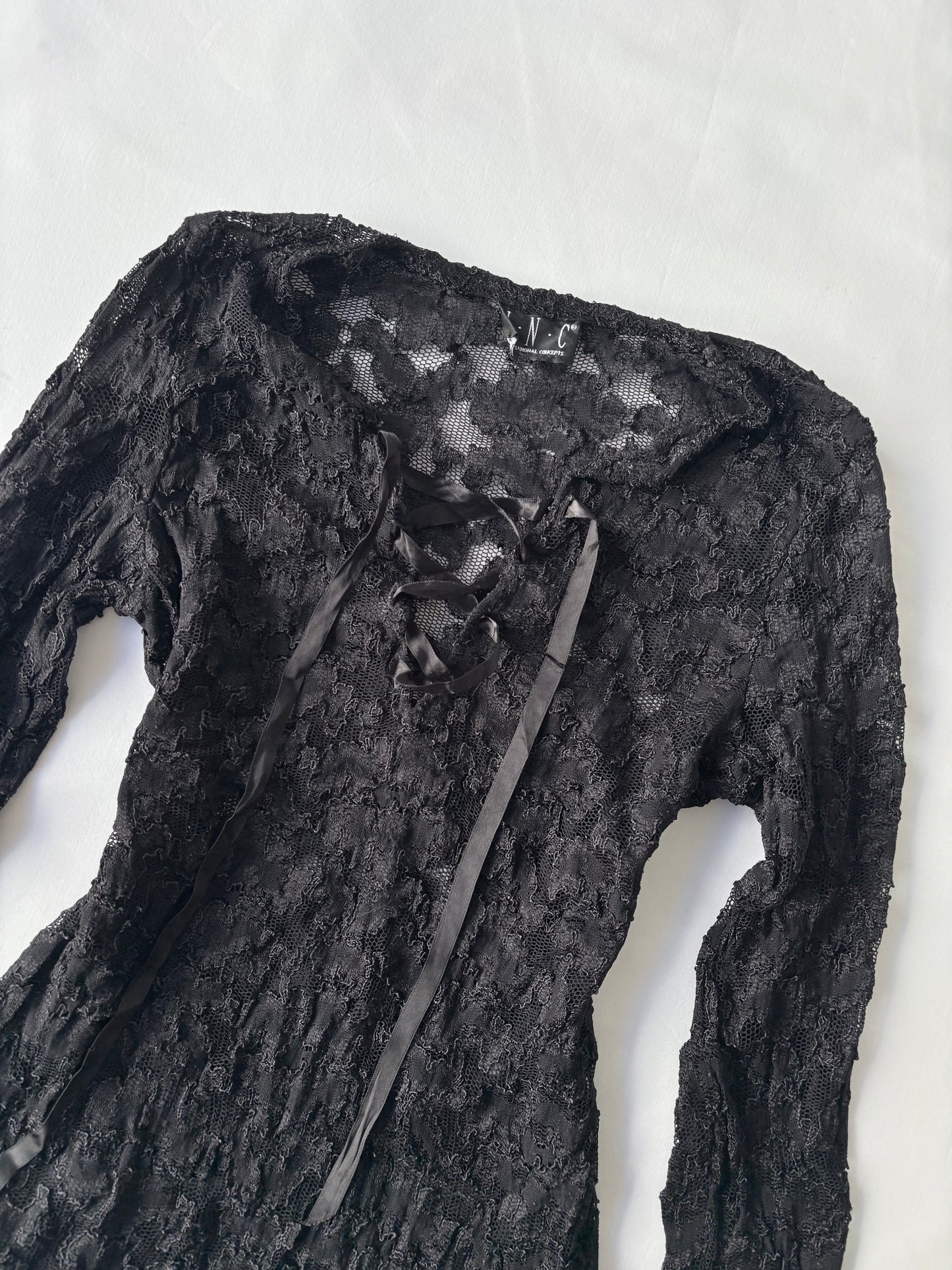 00’s INC black lace up top | Size small