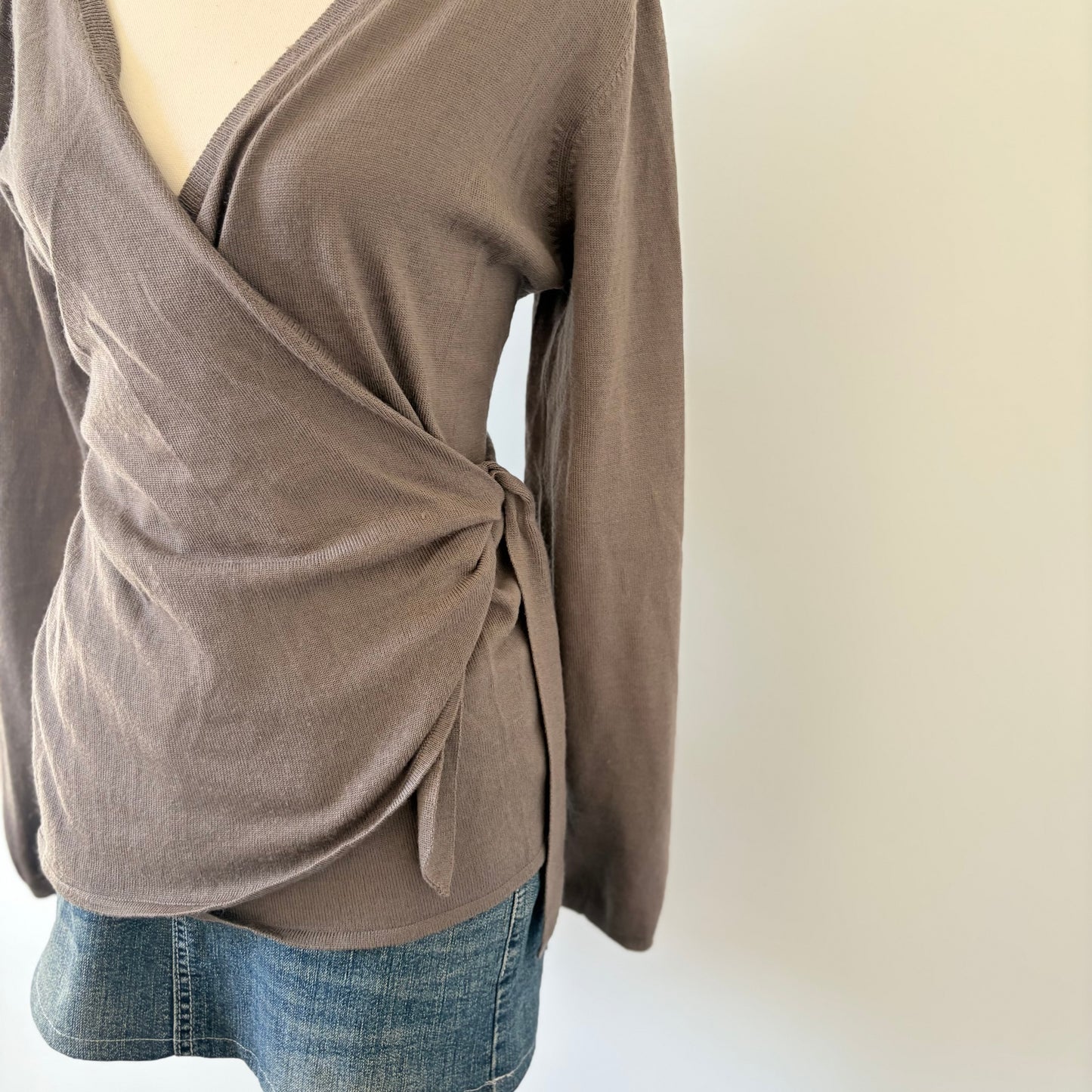 90’s Brown tie knit jumper | Size 12-14