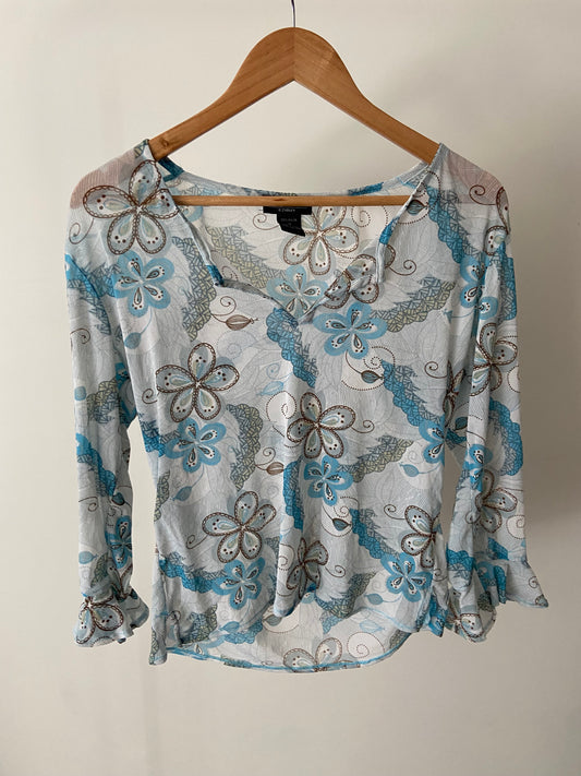 00’s Floral flared top