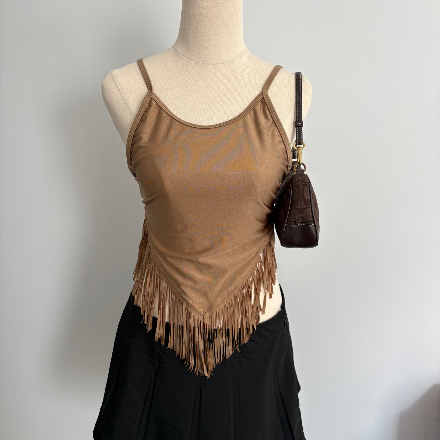 Open back fringe cami | Size XS
