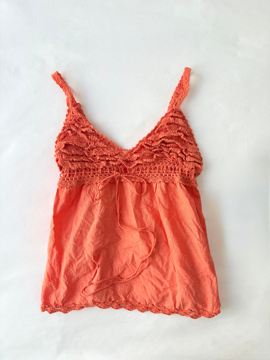 00’s Crochet orange cotton cami | Size 10