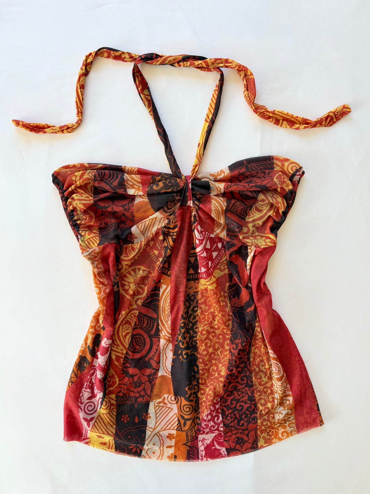 00’s Daisy and Clover patterned halter top | Size 14-16