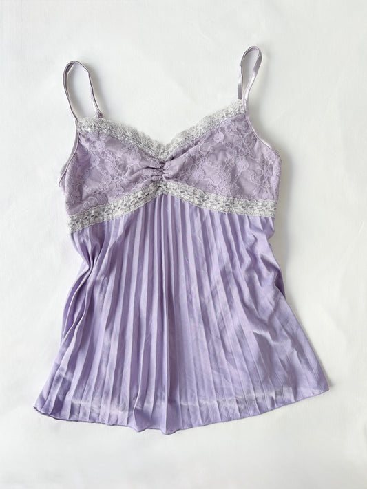 00’s Purple pleated Japanese cami | Size 10
