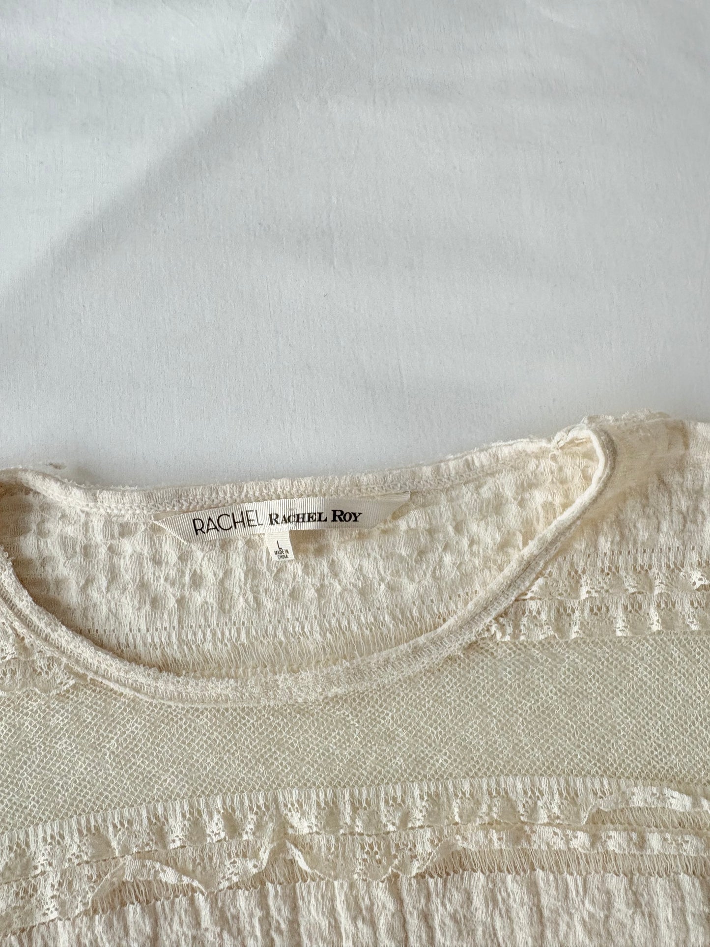 Boho cream lace long sleeve | Size 10-12
