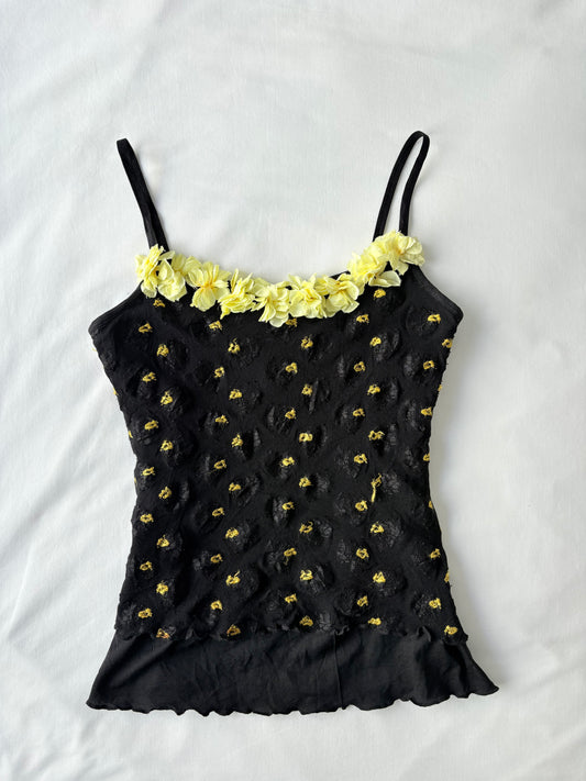 00’s Yellow floral lace cami | Size 8