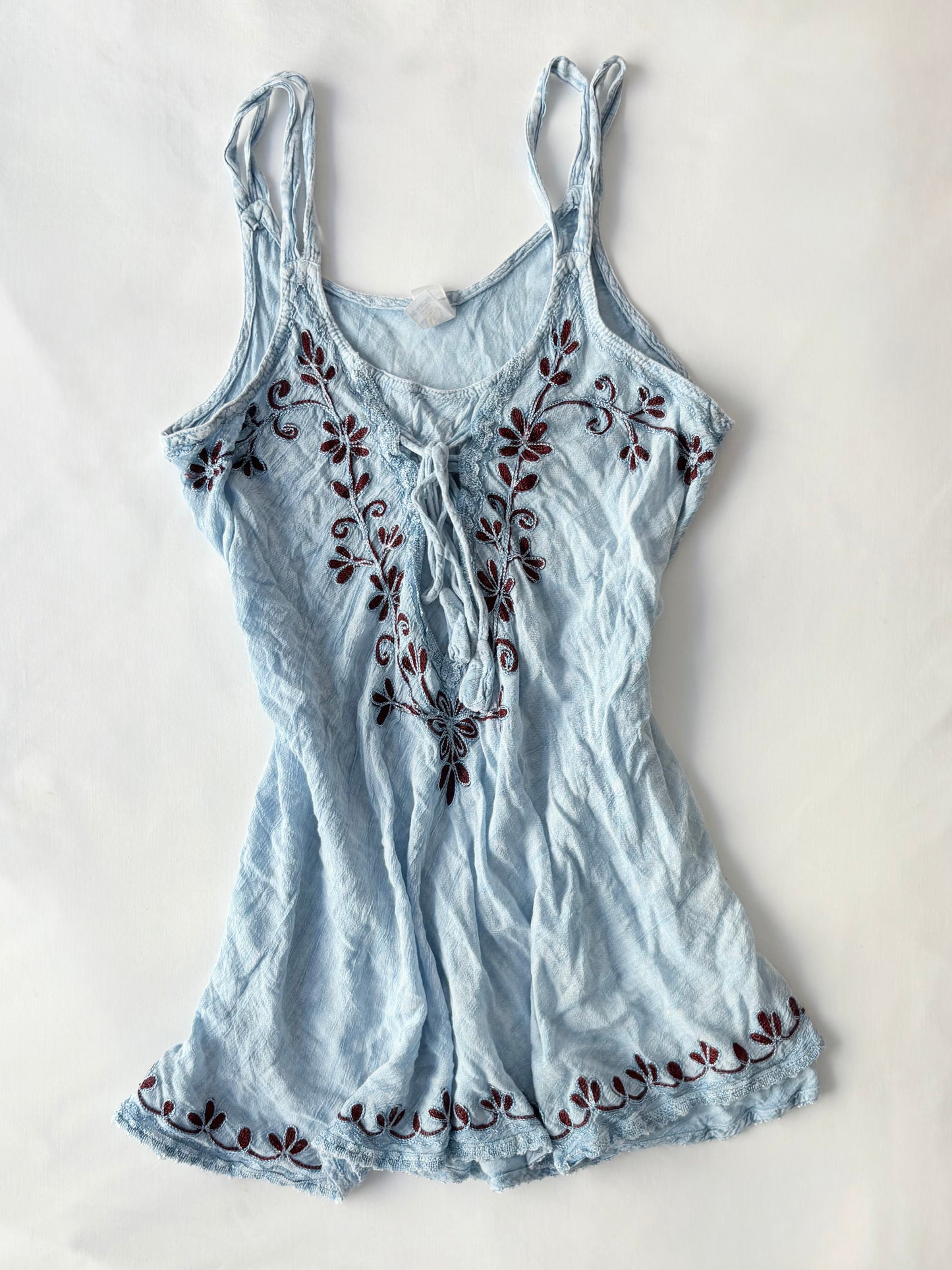 00’s Boho blue longline top | Size medium